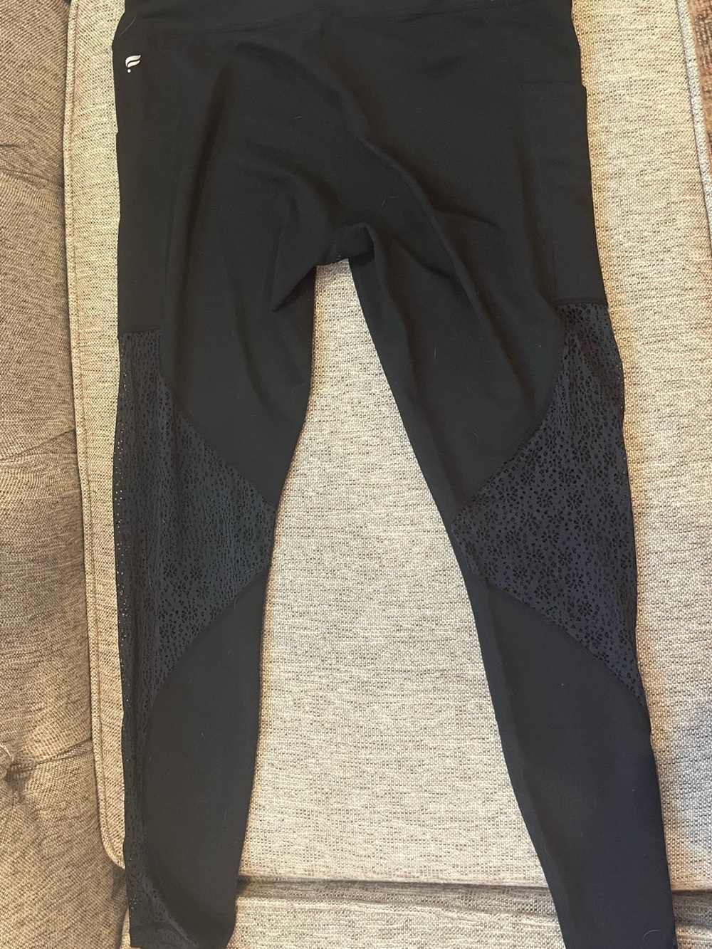 Fabletics Black Leggings with Mesh Insets